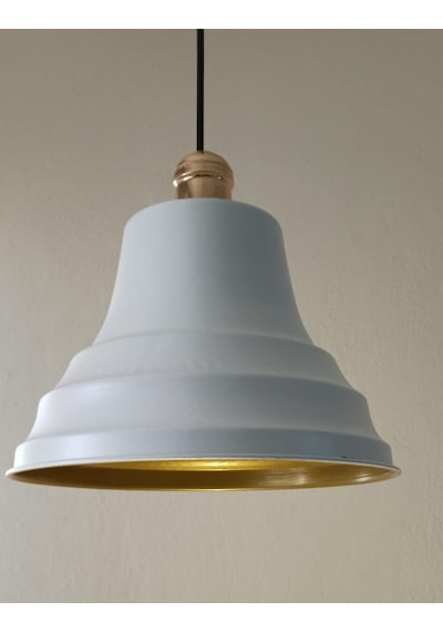 Dylight Retro Metal Beyaz Gold Duylu Dekoratif Rustik Tekli Sarkıt Avize Çap:27 Cm-dy30009