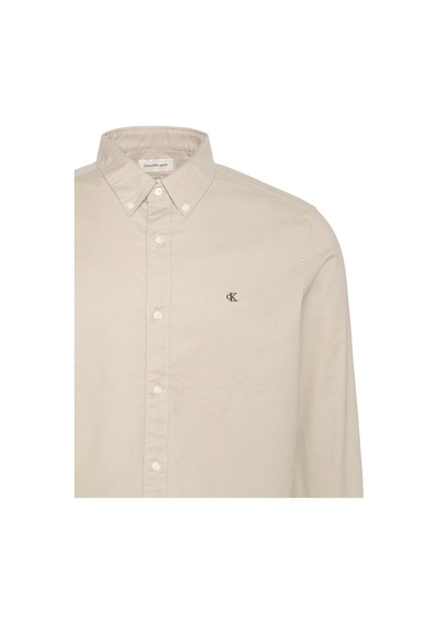 Calvin Klein Ls Erkek Düz Renk Oxford Bej Klasik Gömlek-15647