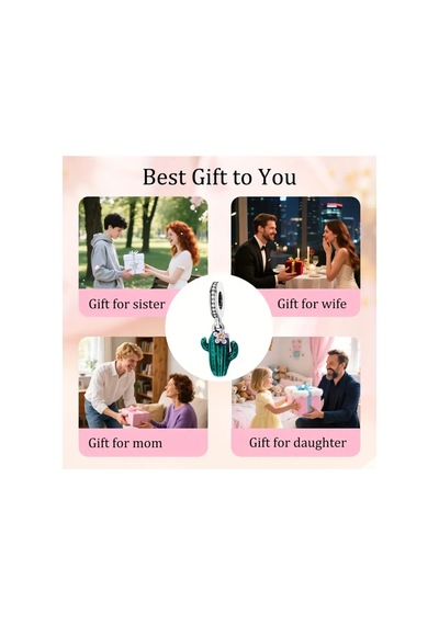 Kaktüs Charm Dıy Kolye Ve Bileklik Aksesuarı Gümüş