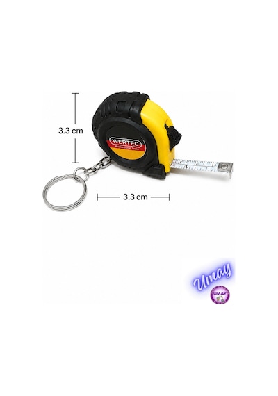 3 Adet 1 Metre Mini Şerit Metre Anahtarlık Cep Tipi Taşınabilir Mezura Ölçü Metresi 3,3 X 3,3 Cm 1 M