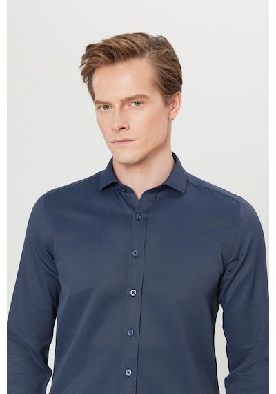 AC&Co / Altınyıldız Classics Erkek LACI Kolay Ütülenebilir Slim Fit Dar Kesim İtalyan Yaka Armürlü Gömlek Lacivert AC&Co / Altınyıldız Classics Erkek LACI Kolay Ütülenebilir Slim Fit Dar Kesim İtalyan Yaka Armürlü Gömlek Lacivert