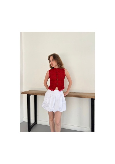 Verymoda Dantel Yelek D3026 Kırmızı