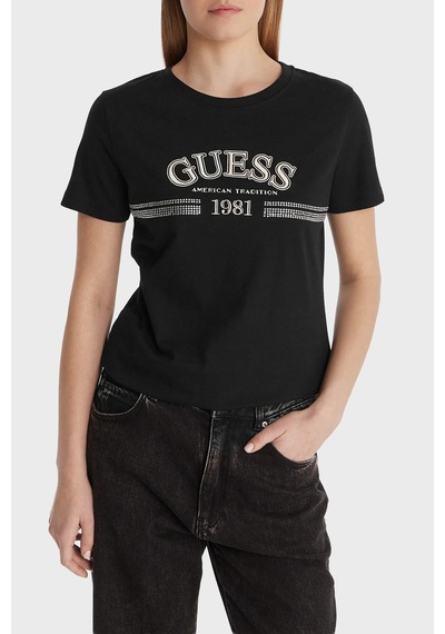 Guess Bayan T Shirt V6rı16 I3z14 Jblk Siyah Siyah