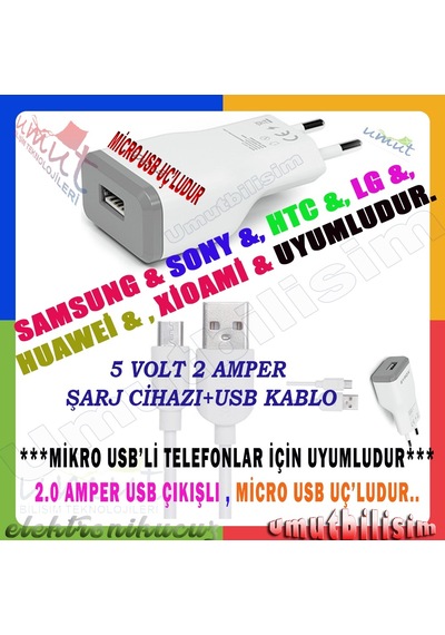 Samsung Uyumlu Hızlı Şarj Aleti Şarj Cihazı 1 M Kablo Adaptör