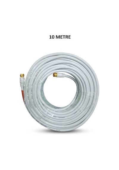Fabrikasyon Gold Uç F Konnektörlü 10 Metre Lnb Uydu Kablosu - Tv Anten Bağlantı Kablosu