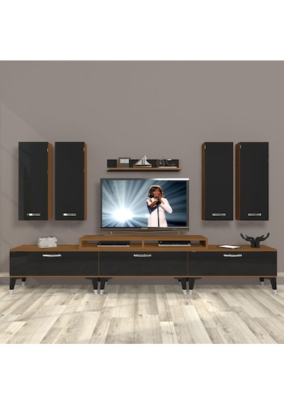 Decoraktiv Ekoflex 8d Slm Silver Tv Ünitesi Tv Sehpası Ceviz - Siyah