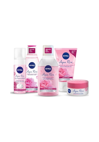 Tr Aqua Rose Gül Suyu İçerikli Çeyiz Seti, Makyaj Temizleme Suyu Ve Jeli, Yüz Yıkama Köpüğü, Tonik,krem