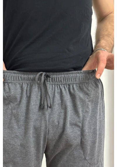 Erkek Pamuklu Cepli İpli Lastikli Bel Pijama Altı Eşofman Antrasit