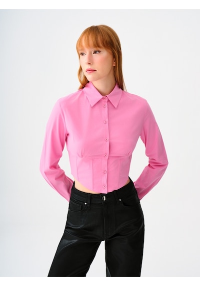 Slim Fit Kadın Gömlek U.kol Cosmetıc Pınk