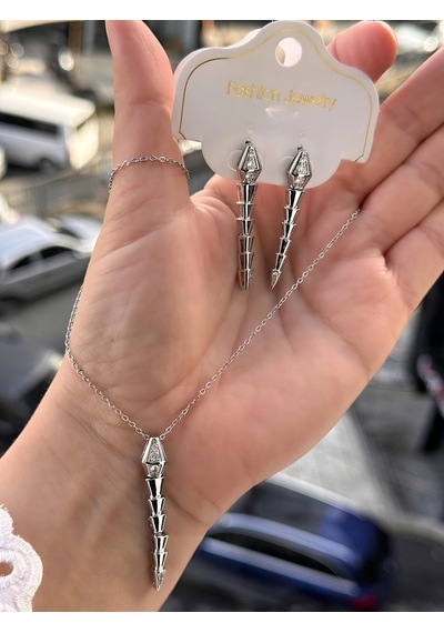 Gümüş Çelik Kadın Küpe Ve Kolye Set Frjw10007a-a 2 Yıl Garantili Hediye Paketli