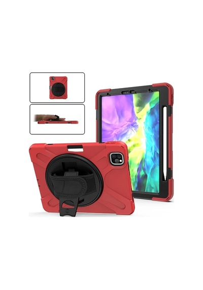 Apple iPad Uyumlu, Pro11 2021-2020-2018 Kılıf Shockproof 3 Katmanlı Standlı Zırh Kılıf Kalem Yerli- 5775