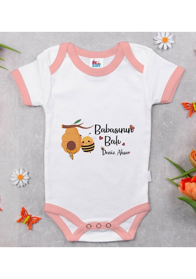 Bk Gift Bk Kids Kişiye Özel Pembe Bebek Body Zıbın - Model 13 9-12 Ay