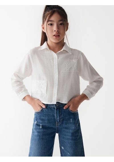 Nk Kids Kız Çocuk Yırtık Detaylı Geniş Paçalı Kot Pantolon-13842-mavi Mavi