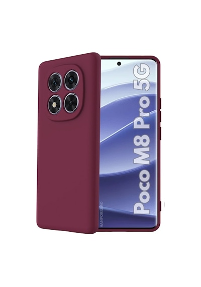 Poco M8 Pro 5g Uyumlu Silikon Kılıf - Pastel Renk Tonu Kamera Korumalı Esnek Kapak - Bordo