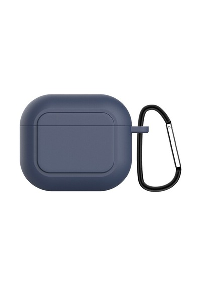 Ally Apple Uyumlu AirPods 3 için Kancalı Ultra İnce Silikon Kulaklık Kılıfı Mavi