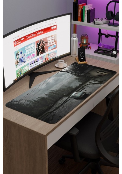 Silent Hill Kaymaz Dikişli Kauçuk Oyuncu Mousepad V5 - 90x40 Xxl Gaming Mouse Pad Fare Altlığı