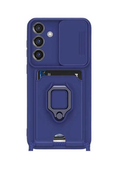 Samsung Galaxy Uyumlu   S25 Plus Kılıf Zuma Kartvizitli Yüzüklü Silikon - Lacivert