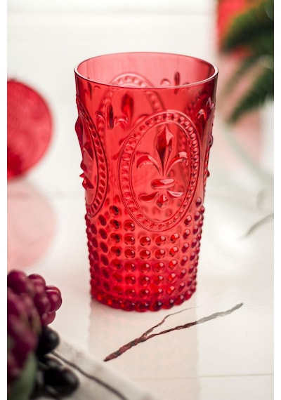Akrilik Kırmızı Tekli Uzun Bardak & Su Meşrubat Bardağı 750 Ml Büyük Boy & Cam Değildir -