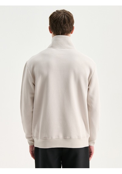 Lcw Vision Bej Fermuarlı Dik Yaka Erkek Kalın Sweatshirt