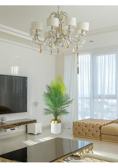 Yapay Ağaç Areka 130 60cm 40yapraklı Beyazgold Paslanmaz Saksıda