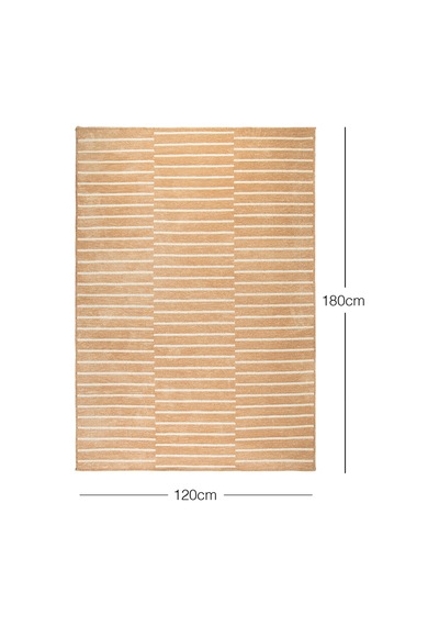 Ocean Home Textile Bej Renk Çizgi Desenli Şönil Halı Kilim 120 X 180 Cm