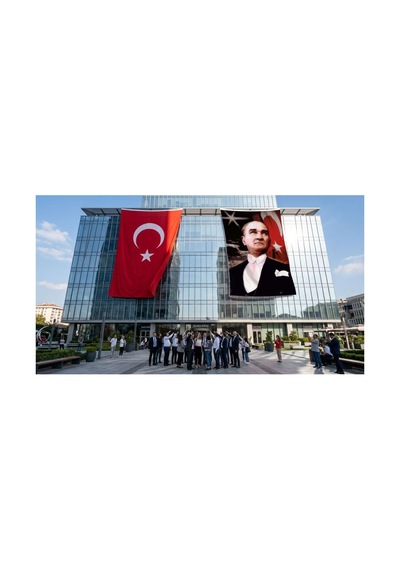 Ay Yıldızlı Bayrak Atatürk Portresi Bayrak Ve Türk Bayrağı Premium Raşel Kumaş 2'li Set 10x15 Metre Ata15 Diğer