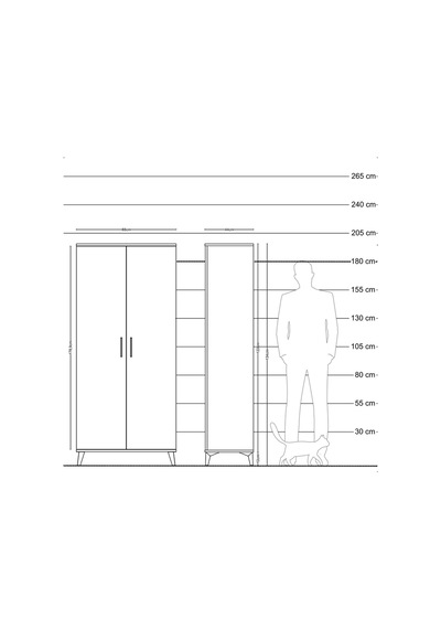 Hyperion Dolap 3 Raflı 2 Kapaklı Tek Askılı 88x44x195 Antrasit-antrasit Antrasit