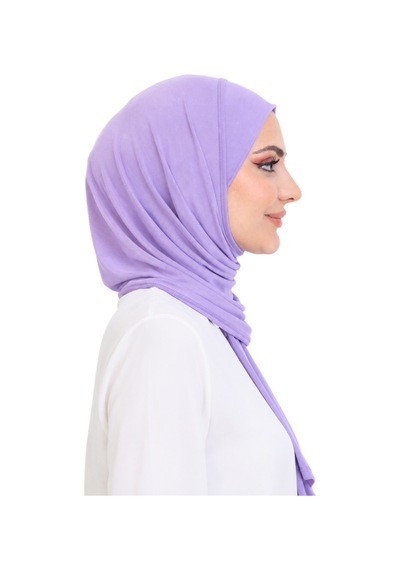 Modish Group Penye Boyun Kapamalı Şal Başörtü Hazır Giyim Turban Esnek Jersey Şal Lila