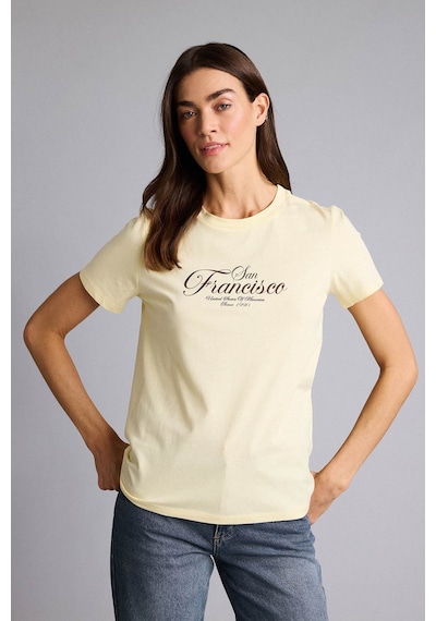 Defacto Baskılı Sarı Kadın T-shirt H2138ax/yl149