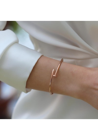 Çivi Rose Gold Gümüş Kelepçe Gümüş