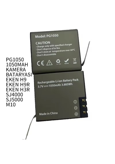 Ultratekno 2 Adet Pg1050 Batarya Eken Aksiyon Kamera Bataryası 3.7v 1050mah 3.885wh Altın