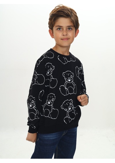 Toontoy Kids Toontoy Erkek Çocuk Relax Fit Bisiklet Yaka Düşük Omuz Baskılı Sweatshirt - 2 İplik Siyah Toontoy Kids Toontoy Erkek Çocuk Relax Fit Bisiklet Yaka Düşük Omuz Baskılı Sweatshirt - 2 İplik Siyah