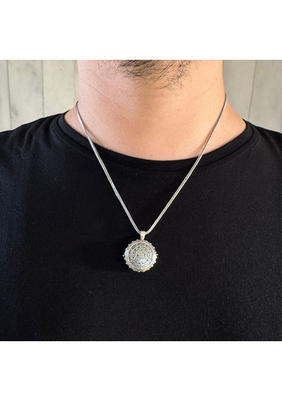 Takılingo 925 Ayar Gümüş Süleyman Mührü Açılabilir Cevşen Kablı Erkek Kolye Em Gümüş