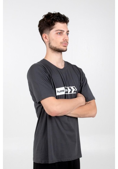Hummel Armin Pamuklu Antrenman Tişört Antrasit Baskılı Gri