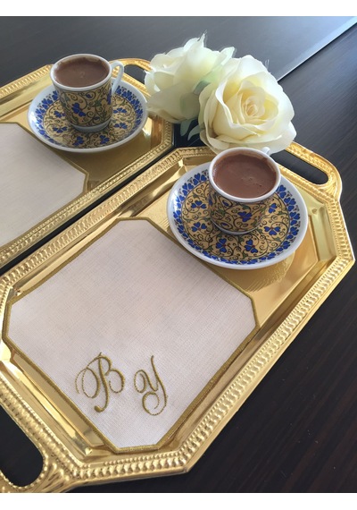 Kişiye Özel Harf Nakışlı Söz Ve Nişan Mendili, Sunum Peçetesi