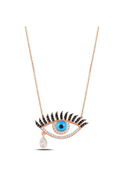 Mix Taşlı Rose Göz Model Gümüş Kadın Kolye Gklgozmodl8-Ros (484545851)