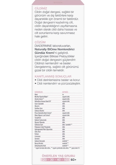 Diadermine Naturally Bio Me Nemlendirici Gece Kremi 50 ML