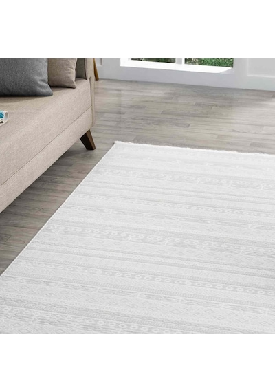 Krem Bej Etnik Şerit Desenli Modern Halı - Nd15502ks Krem - Bej
