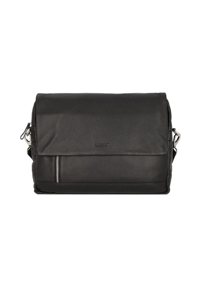 Alassio Oro Messenger 38 Cm Siyah Deri Laptoplu Omuz Çantası