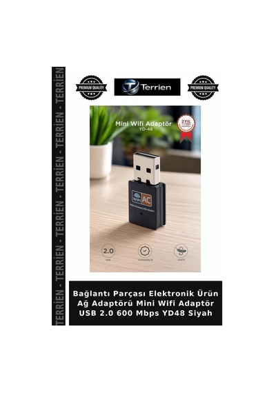 Bağlantı Parçası Elektronik Ürün Ağ Adaptörü Mini Wifi Adaptör Usb 2.0 600 Mbps Yd48 Siyah