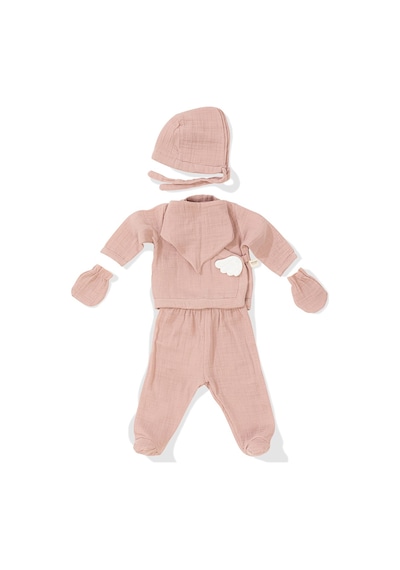 Wellgro Angel Wings Hastane Çıkışı Müslin 5'li Yeni Doğan Seti-Pembe