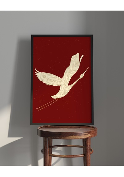 Tablo Ahşap Çerçeveli Tablo Çerçeveli Poster Turna Kuşu, Hayvan Temalı Tablo