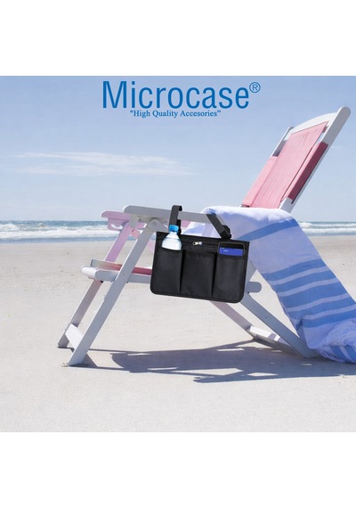 Microcase Kamp Sandalyesi Koltuk Sandalye Vb İçin Yan Cepli Organizer Al5553 Siyah