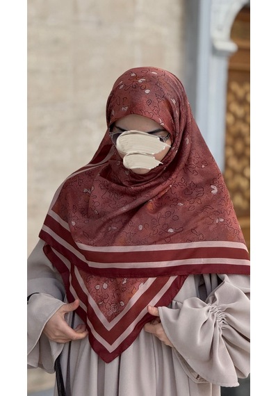 Qalortex Scarf Pamuklu Soft Minâ Desen Eşarp-taba