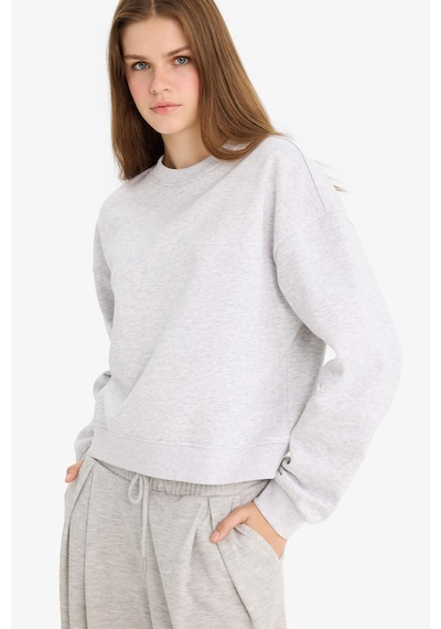 Defacto Regular Fit Bisiklet Yaka Kalın Basic Düz Sweatshirt D6645AX24WNGR256 Gri