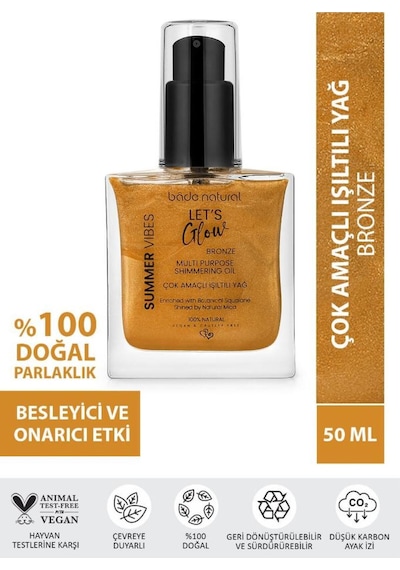 Bade Natural Nemlendirici ışıltılı Bronze Çok Amaçlı vücut Yağı 50 ML