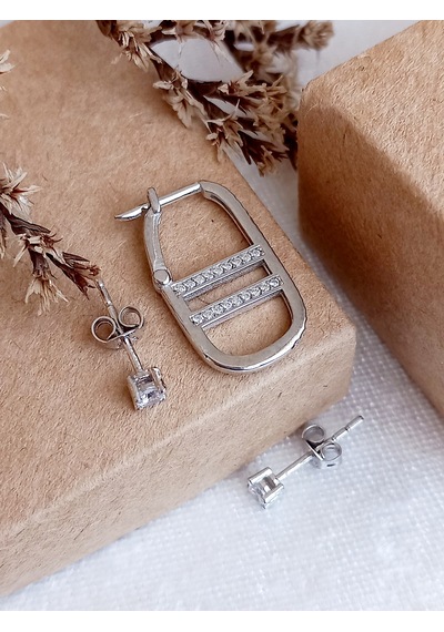Keskin Gümüş 925 Ayar Gümüş Zirkon Taşlı Helix Tragus Trend Kadın Küpe
