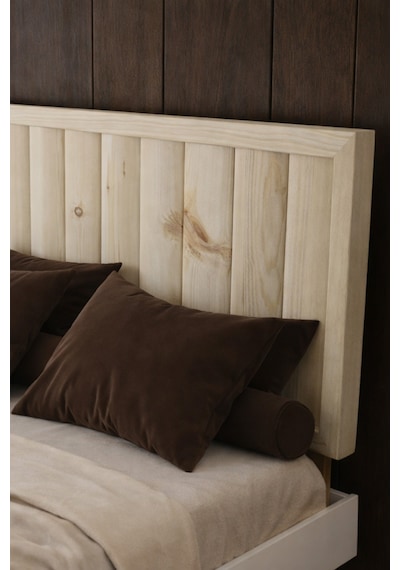 Hüma Dikey Başlıklı Masif Ahşap Karyola Ve 2 Adet Vernik 90x190