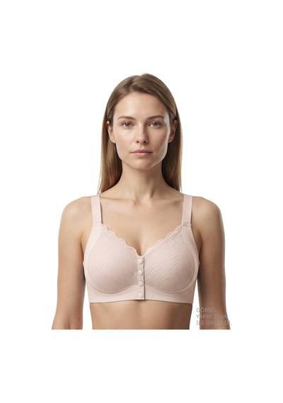Cottonill Seamless Bra - Larevia Lazer Kesim Önden Düğmeli Tül Detaylı Kadın Sütyen 3'lü Paket Çok Renkli
