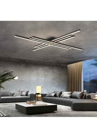 Siyah Led Tavan Lambası 3000K Sarı  Işık Avize Modern Aydınlatma